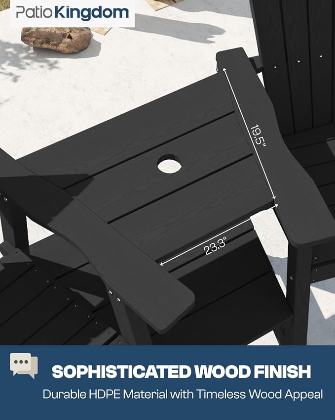 Black HDPE Tall Adirondack Chair Set of 2 - Image 5
