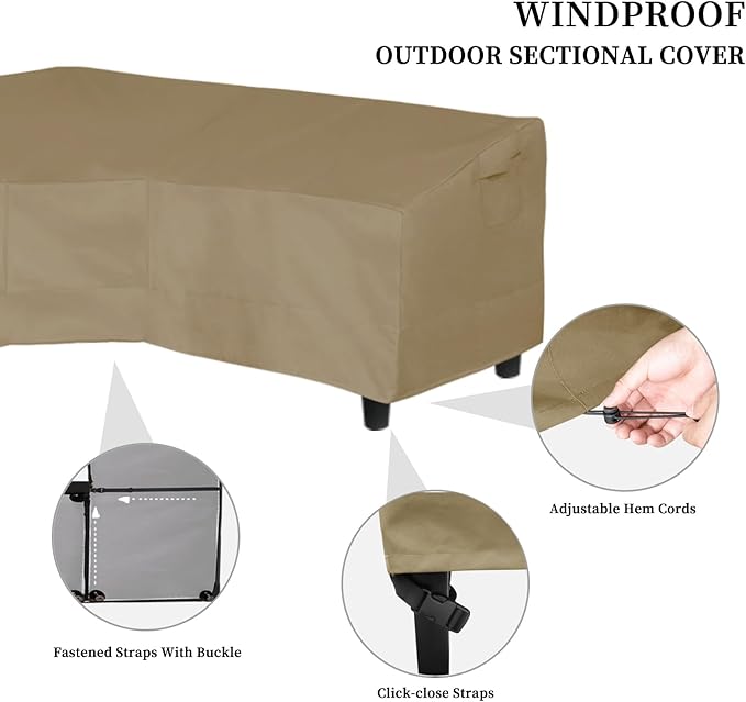 Easy-Going 600D Patio V-Shaped Sectional Sofa Cover, Waterproof Outdoor - Image 3