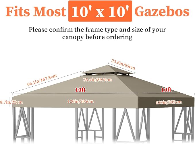 Gazebo Canopy Replacement 10x10ft Outdoor Shelter - Image 5