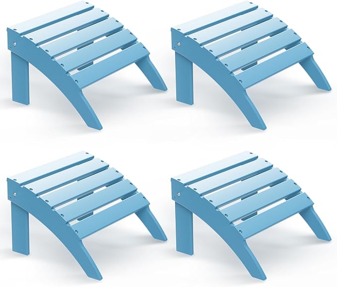 BRIOPAWS Adirondack Ottomans | Folding | Set of 4 | HDPE Plastic | Arctic by BRIOPAWS