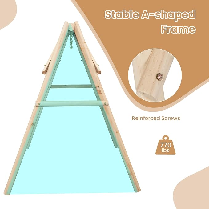 Tangkula 770lbs Porch Swing Frame, Heavy Duty A-Frame Wooden Swing Stand - Image 5