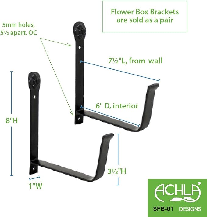 Achla Designs Window Flower Box Wall Brackets, 6 inch - Image 2
