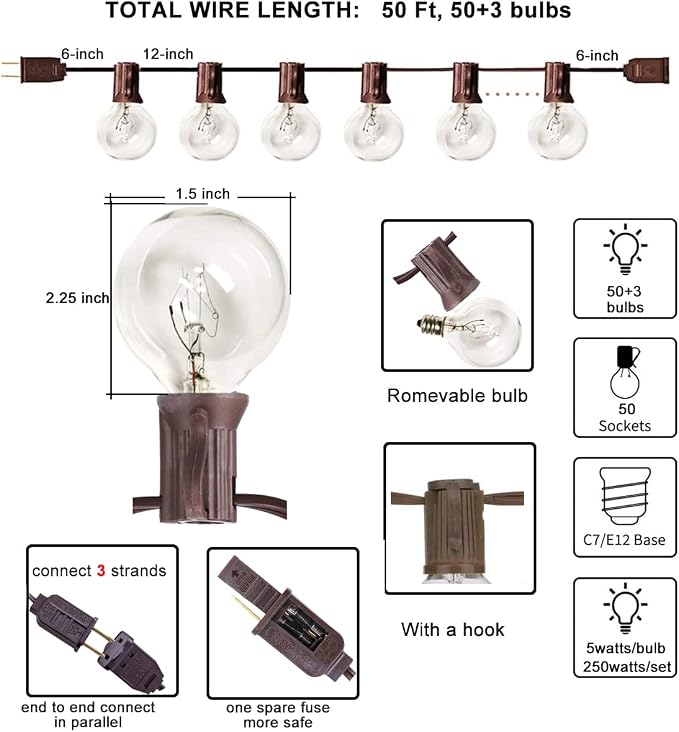 Abeja 50Ft Outdoor Patio String Lights - Image 2