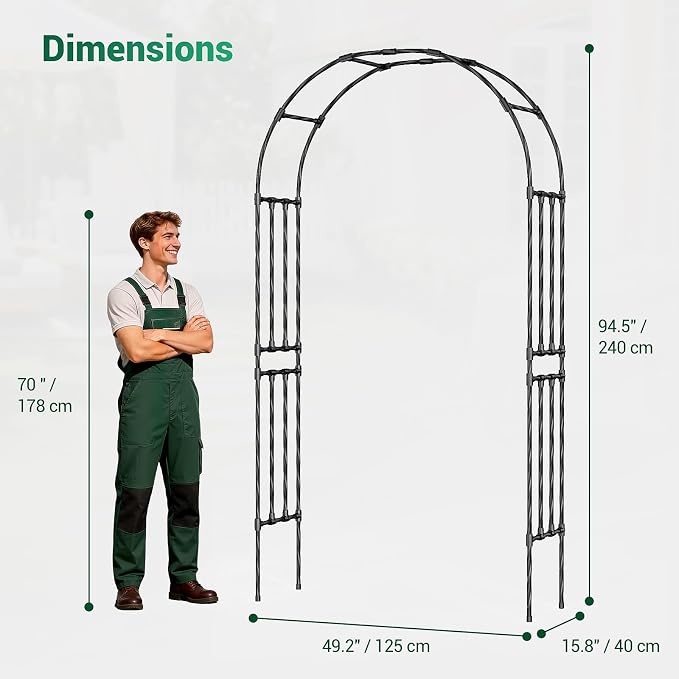 Miory Garden Arch Trellis for Climbing Plants, 1.3 x 7.9ft Metal Pumpkin - Image 3