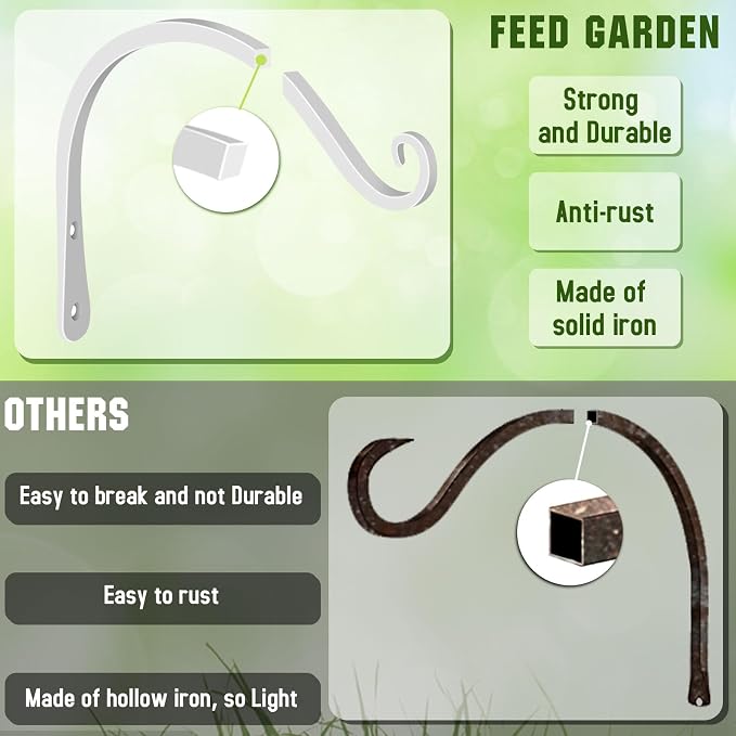 FEED GARDEN Iron Wall Hooks Decorative Metal Curved Plant Hanger Hooks - Image 4