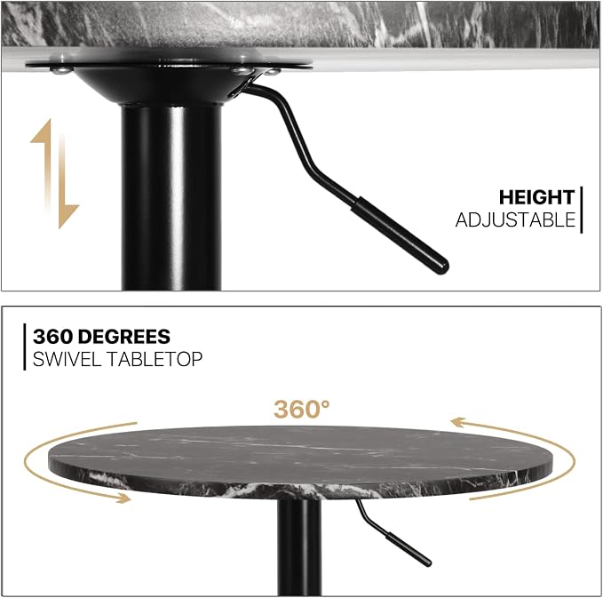 MoNiBloom Round High Top Table, 27.5"- 36" Height-Adjustable Bar Table - Image 4