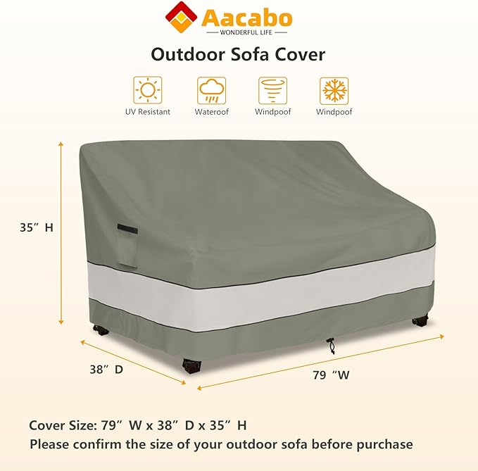 Outdoor Sofa Cover, Patio Loveseat Cover, 3-Seater Bench Cover, Waterproof - Image 2