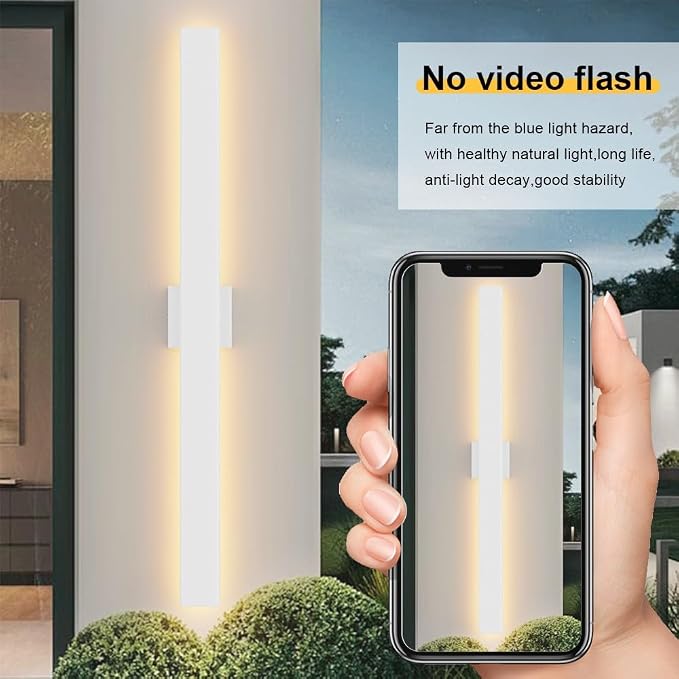 Aipsun 2 Packs Outdoor Wall Sconce, 3000K 4000K 6000K, 39.4in Modern White - Image 6