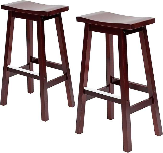 PayLessHere Bar Stools Set of 2, Saddle Stools 30 Inch Heigh, Bar Chairs Seat by PayLessHere