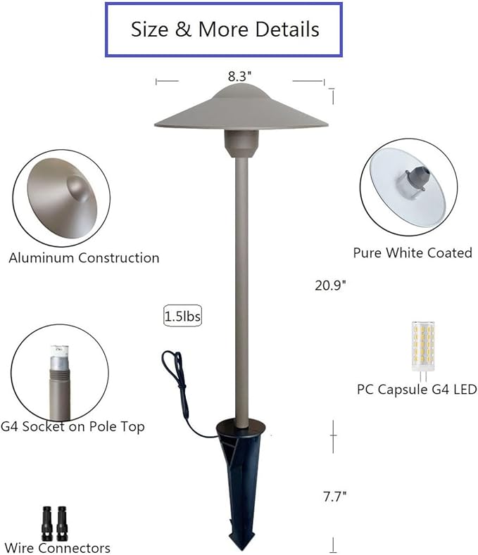 Arrownine Cast Aluminum Low Voltage Outdoor Pathway Light Walkway Landscape - Image 4