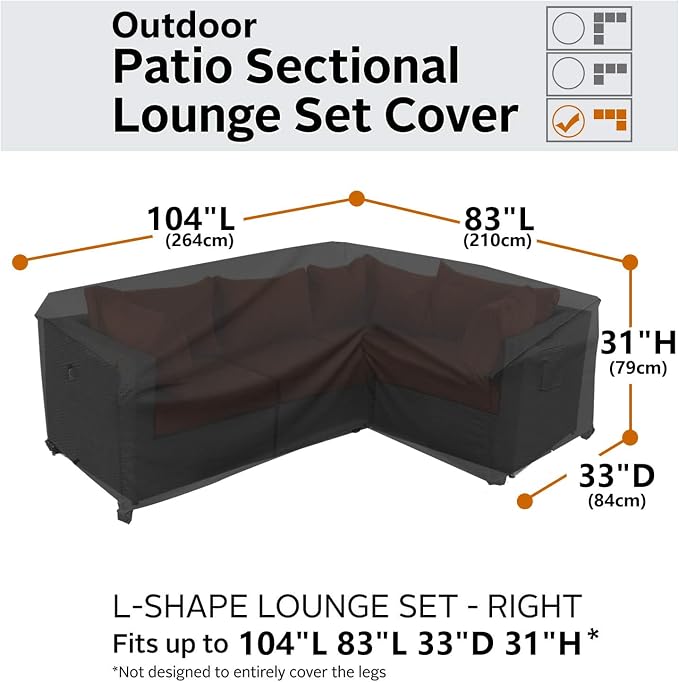 Heavy Duty Outdoor Sectional Sofa Cover, L-Shaped Lawn Patio Couch Cover - Image 5