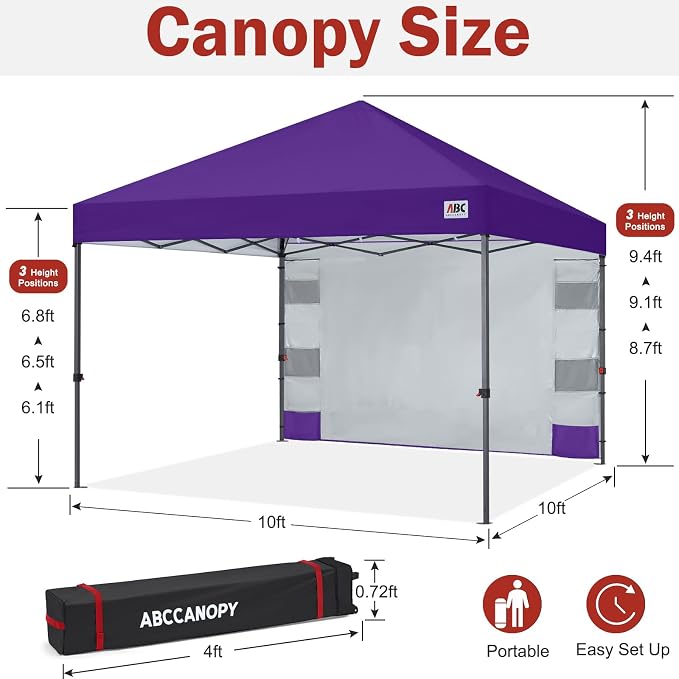 ABCCANOPY Pop Up Canopy with Sidewall, 10x10 Outdoor Canopy Tent with Storage - Image 3