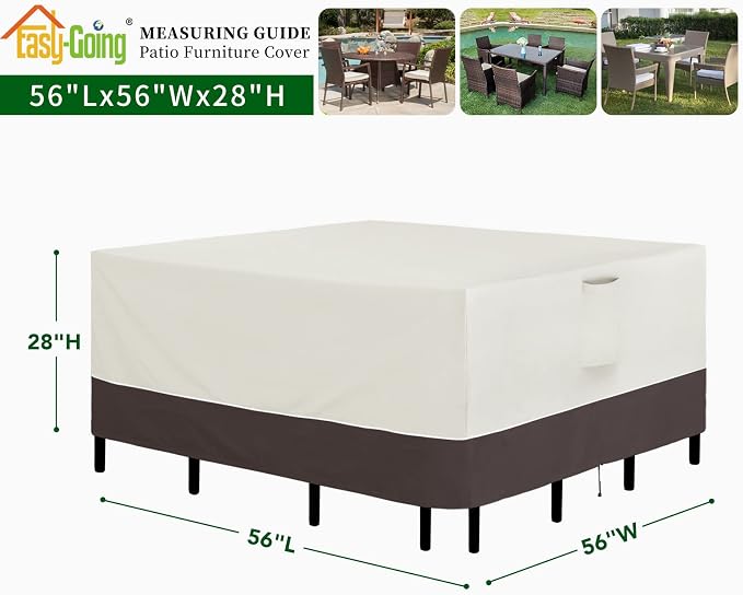 Easy-Going Patio Furniture Cover 56"x56" Square Outdoor Table and Chair Set - Image 2