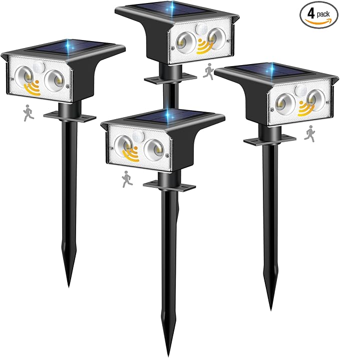 btfarm Solar Spot Lights Outdoor Waterproof, 4 Pack/3 Modes Motion Sensor Lights by btfarmdecorativelighting