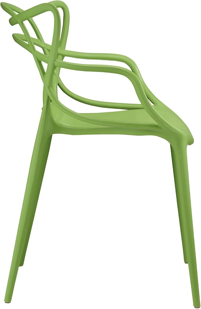 Modway Entangled Modern Molded Plastic Two Dining Armchairs in Green - Image 4