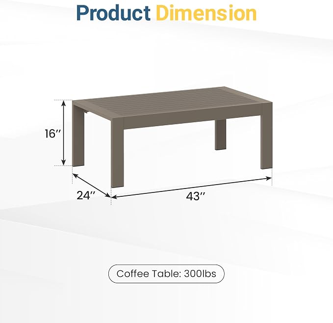 Wisteria Lane Outdoor Furniture Patio Coffee Table, Ourdoor Rectangle Coffee - Image 2