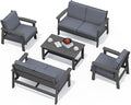 SERWALL HDPE Patio Furniture Set, 5 Piece All Weather Wood-Like Sectional by SERWALL