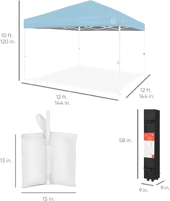 Best Choice Products 12x12ft Pop Up Canopy Tent, Outdoor Shade, 1 Person 1 - Image 8