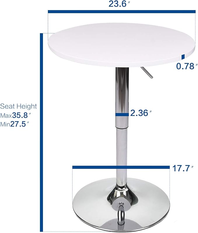 ARTETHYS Bar Table Adjustable Height Swivel 360 Degrees Round Tall Cpunter - Image 2