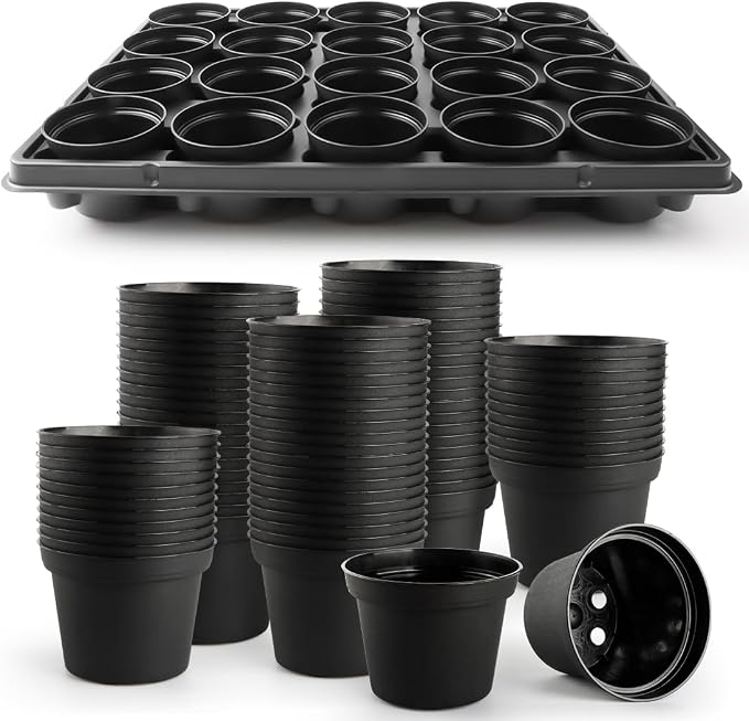 3 Inch Plastic Plant Pots 100 Pcs by RooTrimmer
