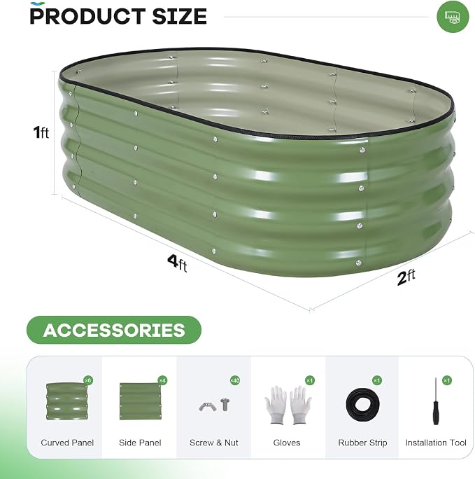Galvanized Raised Garden Bed Outdoor, Rust-Resistant Garden Planter Box - Image 5
