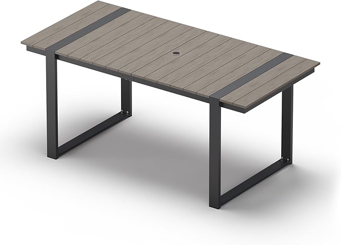 Outdoor Dining Table for 6, HDPS+ Aluminum Patio Dning Table by Oasbira