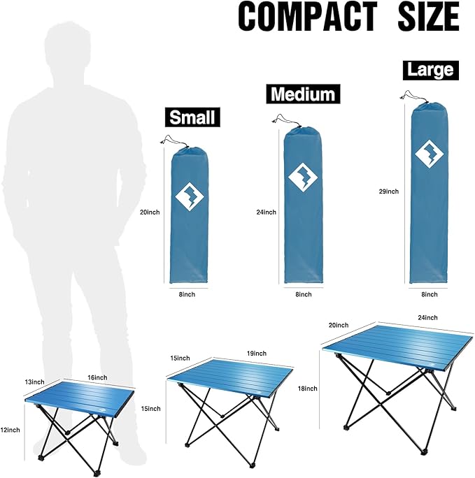 VILLEY Portable Camping Side Table, Ultralight Aluminum Folding Beach Table - Image 3