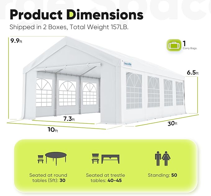 Quictent 10x30 Party Tent Heavy Duty Outdoor Canopy Tent Carport Wedding Event - Image 6