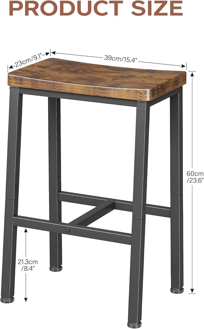 Homeiju Bar Stools, Counter Height Bar Stools Set of 2, 23.6 Inch Saddle Stools - Image 3
