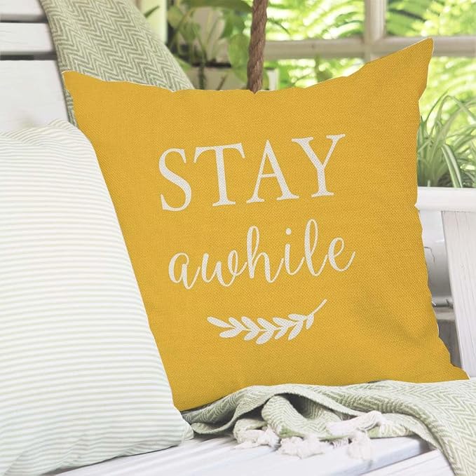 PANDICORN Welcome to Our Porch Stay Awhile Farmhouse Decorative Throw Pillow - Image 8
