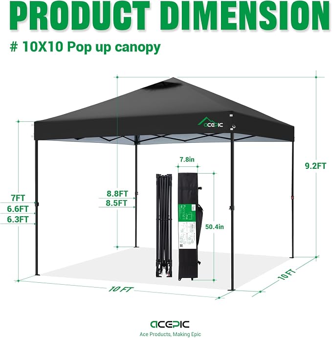 10x10 Pop Up Canopy Tent, 300D Silver-Coating Top, Pop Up Canopy Tent Instant - Image 6