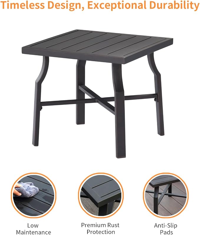 Patio Side Table, Aluminum Outdoor Pool Side Table - Image 8