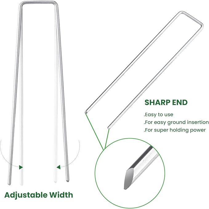 6 Inches Galvanized Garden Staples, Metal Tent StakeHeavy Duty U-Shaped Pins - Image 3