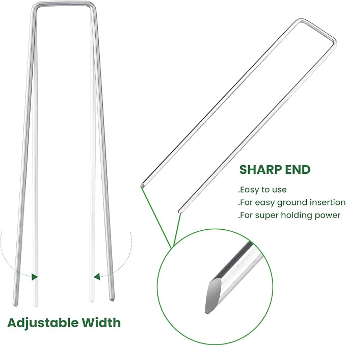 6 Inches Landscape Staples Galvanized Steel Garden Stakes Securing Pegs - Image 3
