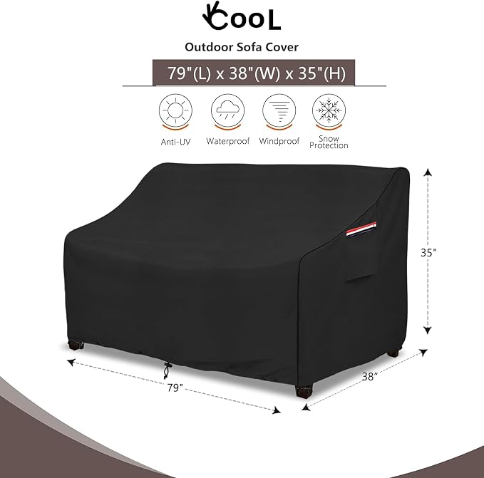 okcool Heavy Duty Patio Sofa Cover, 100% Waterproof 3-Seater Outdoor Sofa Cover - Image 2