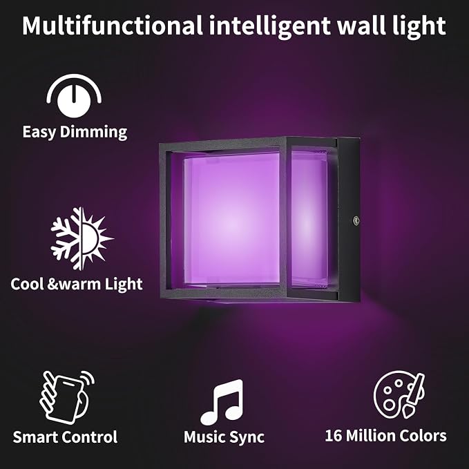 LANFU LED Smart Wall Sconce Light RGB Outside Light - Image 2