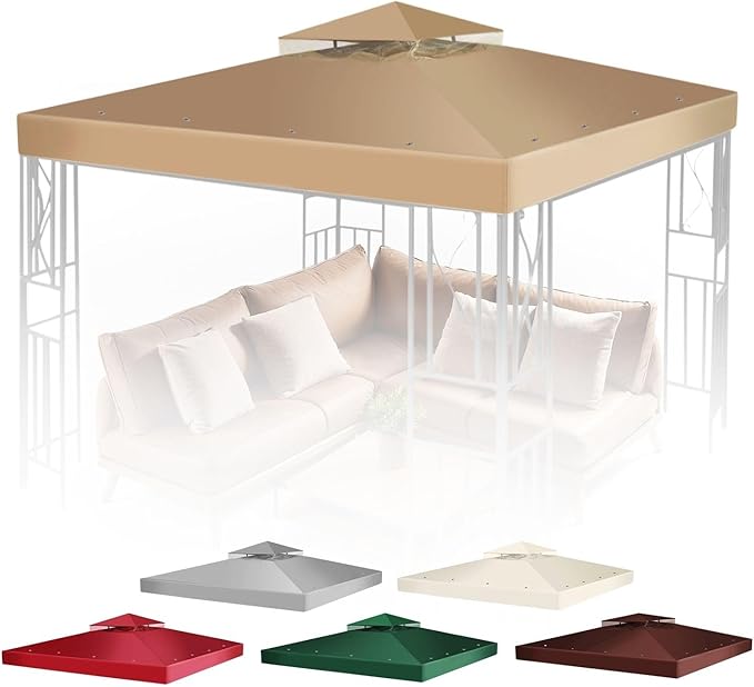 Flexzion Gazebo Cover Replacement Canopy Top 12x12 Ft by Flexzion