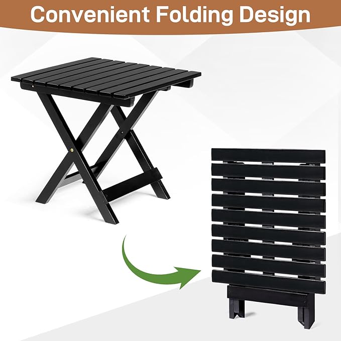 Outvita Wood Folding Side Table, Portable & Lightweight Compact Wooden Side - Image 5