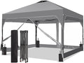 10x10 FT Pop Up Canopy with 4 Clear PVC Sidewalls, Instant 1-Button Push Canopy by Oneofics
