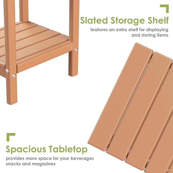 GREENVINES Adirondack-Outdoor-Side-Table | Set of 4 | 14 x 13 Inches | HDPE - Image 5