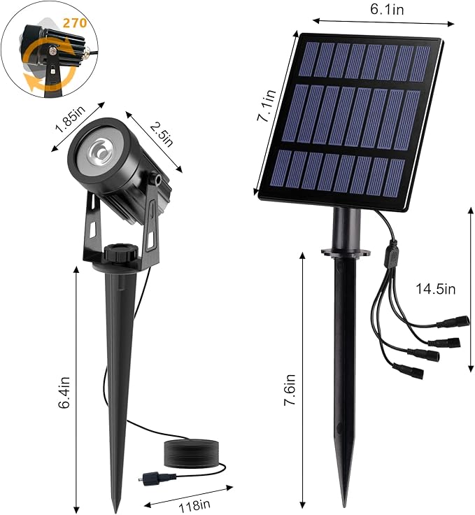 T-SUN Solar Spotlights, 4-in-1 Solar Landscape Spot Lights Outdoor Waterproof - Image 5