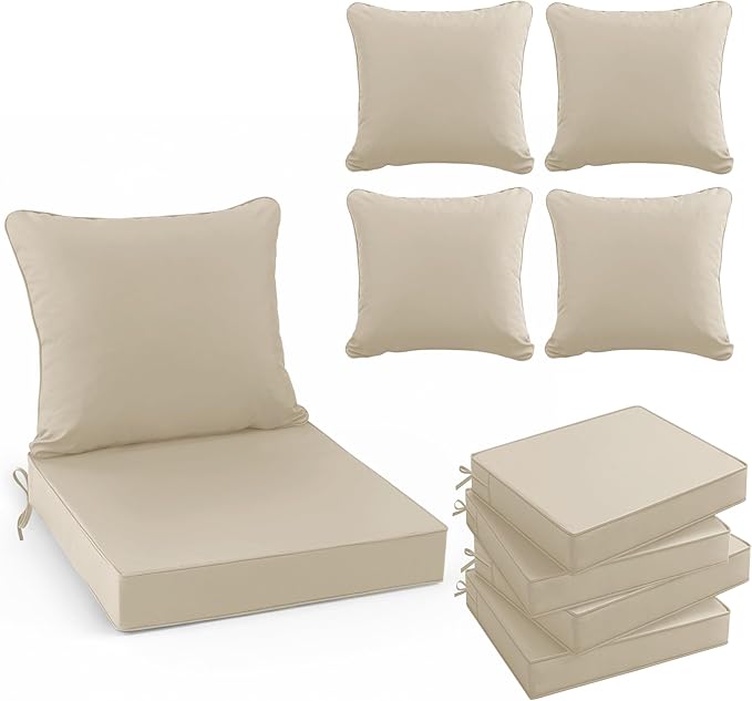 Outdoor Chair Cushion Weather Resistant, Backrest and Seat Cushion Set by SUMMSUN