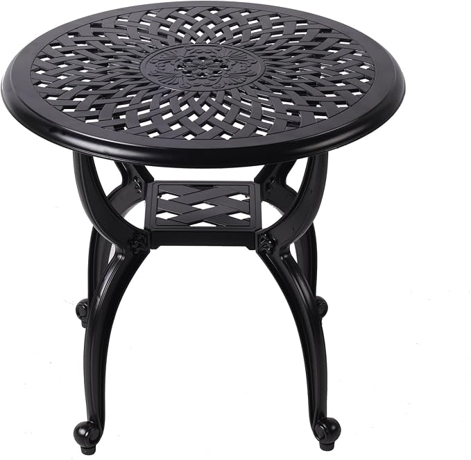 Cast Aluminum Outdoor Side Table, Small Patio Table, Outdoor Coffee Tables - Image 7