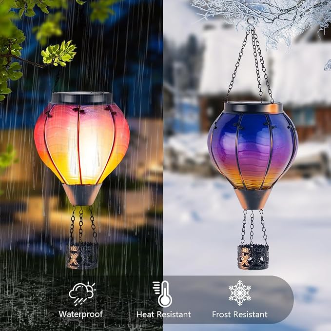 Starsoul 2 PC Starsoul 2 PC Glass Solar Hot Air Balloon Flickering Flame - Image 2