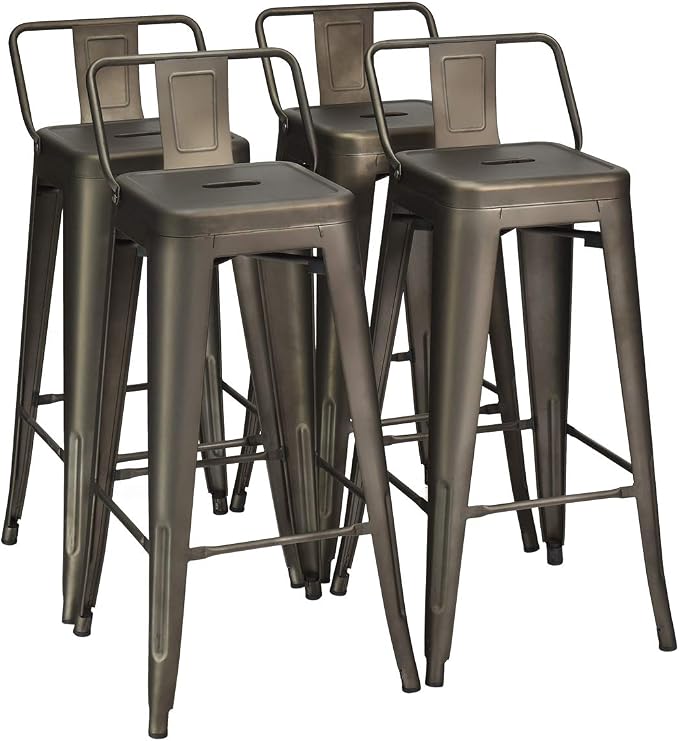 COSTWAY Metal Bar stools Set of 4, by COSTWAY