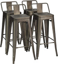 COSTWAY Metal Bar stools Set of 4, by COSTWAY