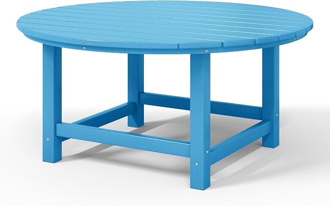 WestinTrends Malibu Low Outdoor HDPE Round Patio Coffee Table, Pacific Blue - Image 9