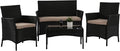 PayLessHere 4 Pieces Patio Furniture Set Rattan Outside Furniture Wicker Sofa by PayLessHere