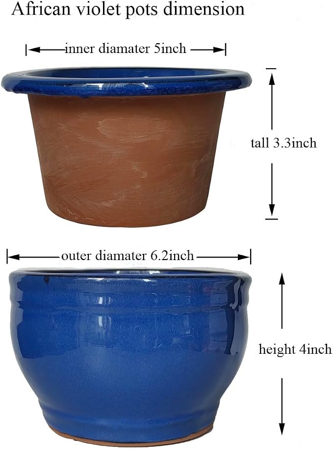 African Violet Pots Self Watering Round Ceramic Violet Pot - Image 2
