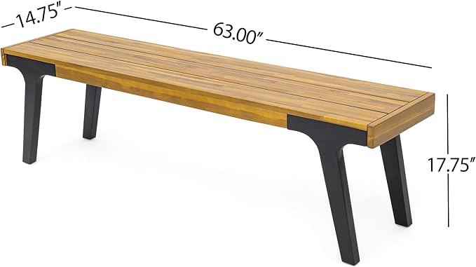 Christopher Knight Home 3 Piece Patio Dining Table, Acacia Wood Table Bench - Image 4